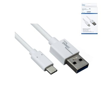 Καλώδιο USB 3.1 τύπου C - 3.0 A , λευκό, κουτί, 2m Dinic Box, 5Gbps, 3Α φόρτιση